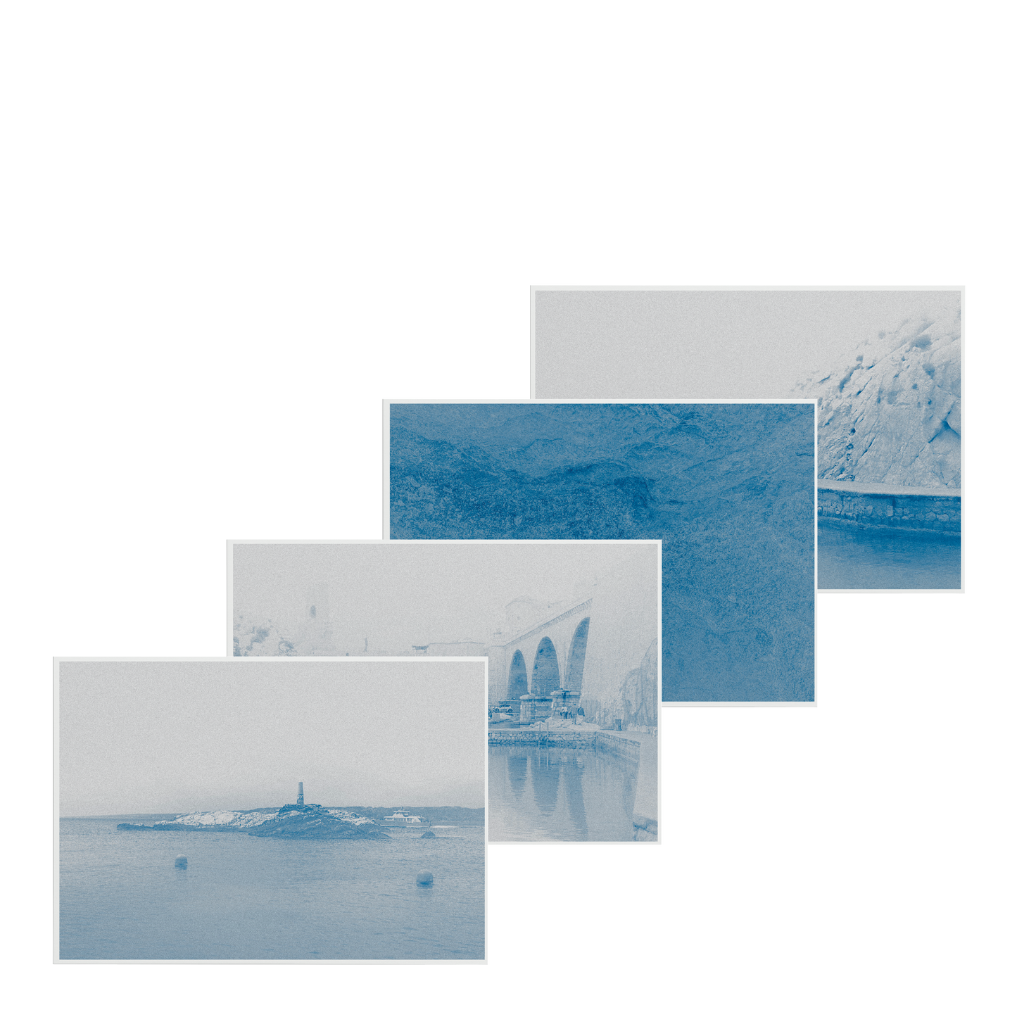 4 cartes postales - Érosion chromatique