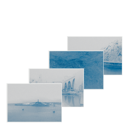 4 cartes postales - Érosion chromatique